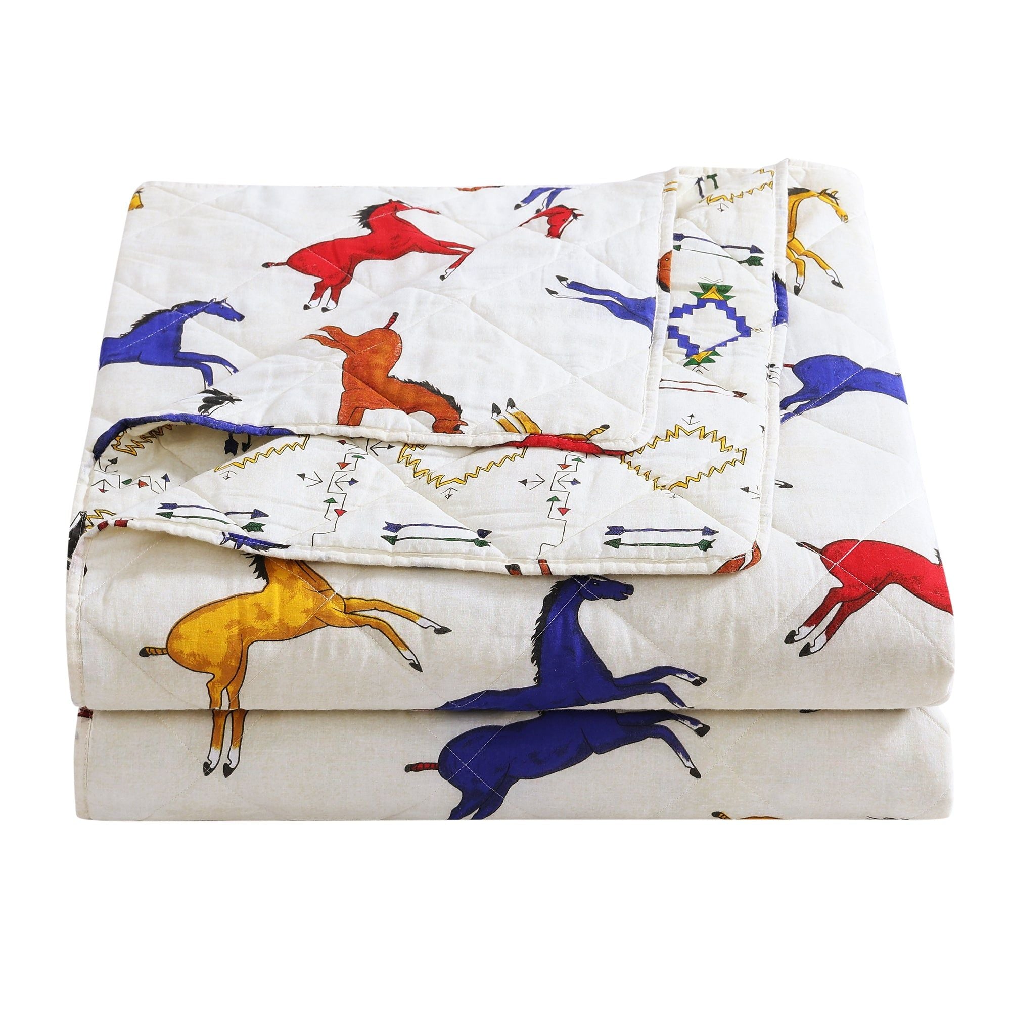 Wild Horses - Full/Queen Reversible Quilt Set (Set of 3) - Multi Color