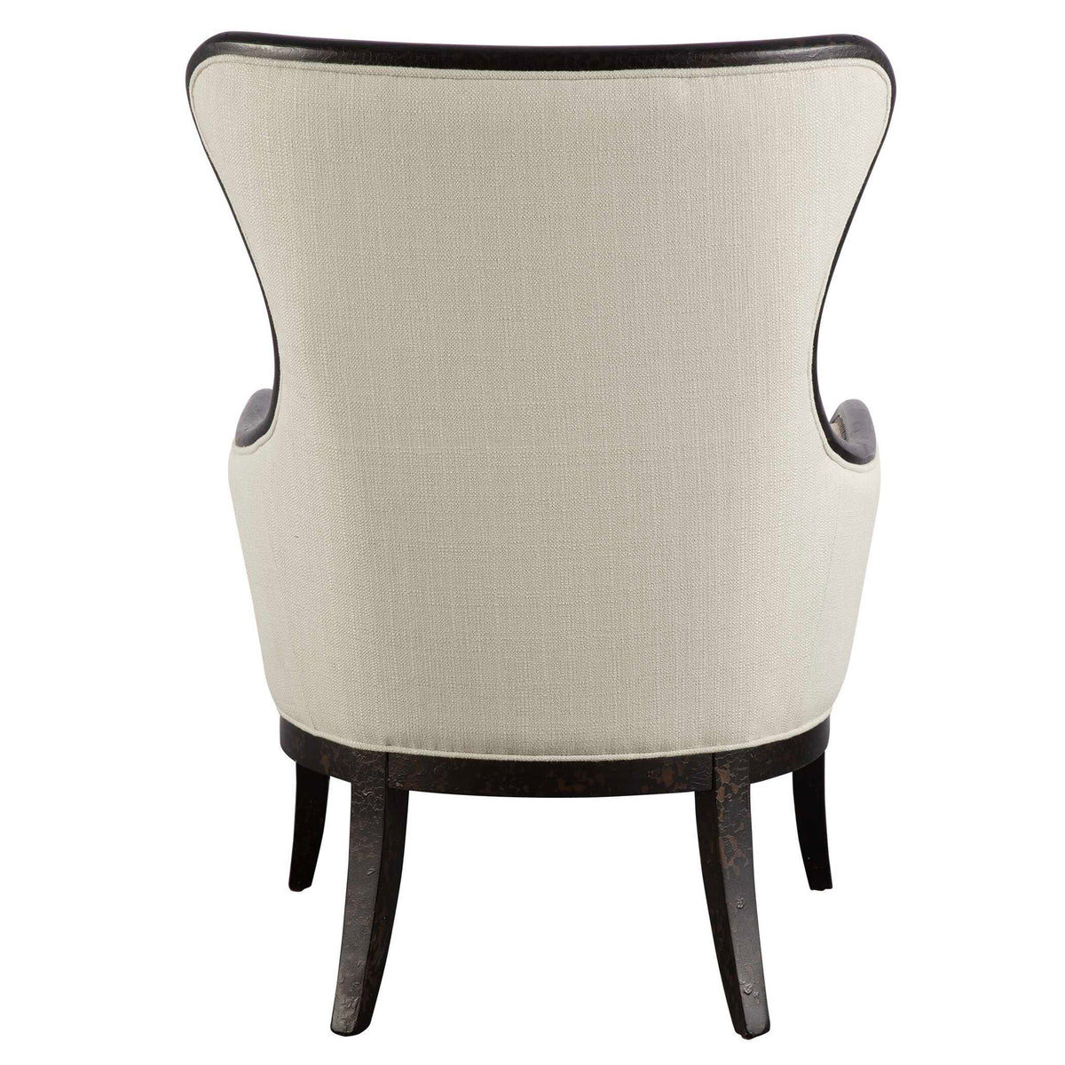 Sandy - Wing Back Armchair - Beige &amp; Dark Brown