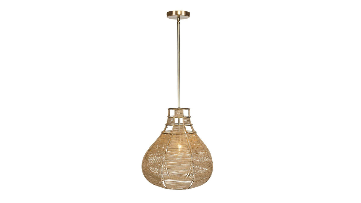 Hestia - 1 Light Natural Rope Pendant - Light Brown