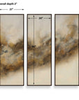 Smoke Break - Hand Painted Modern Art (Set of 3) - Black / Gray / Orange / Woodtone / Yellow
