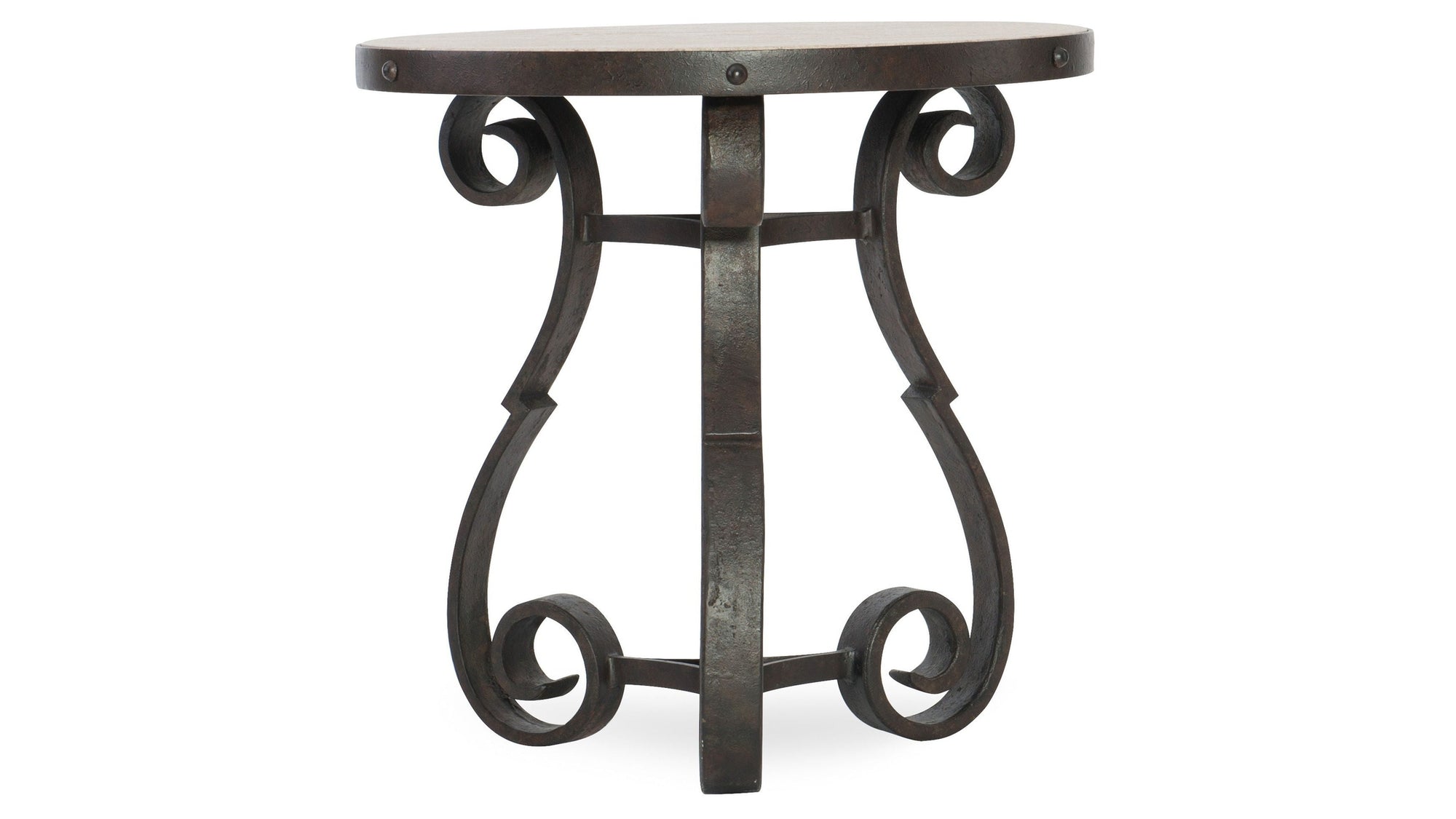 Hill Country - Luckenbach Metal And Stone End Table - Light Brown / Black