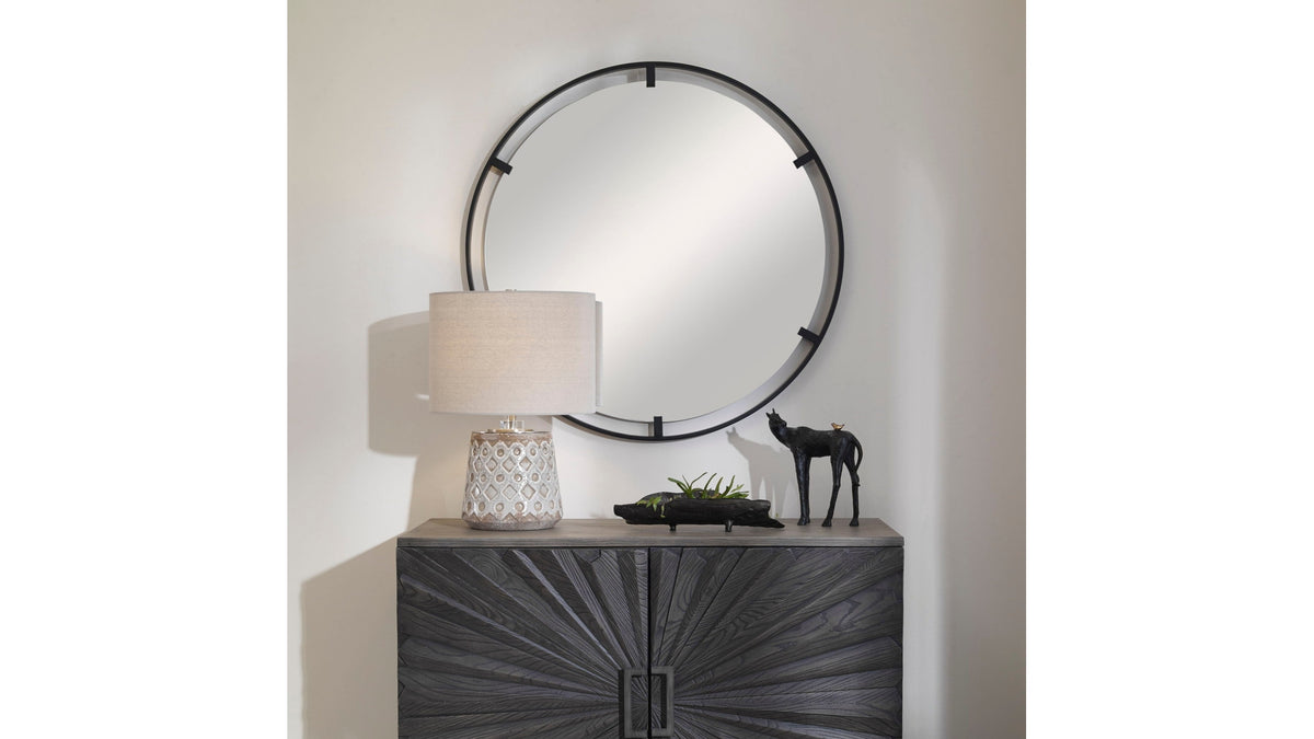 Cashel - Round Iron Mirror - Black