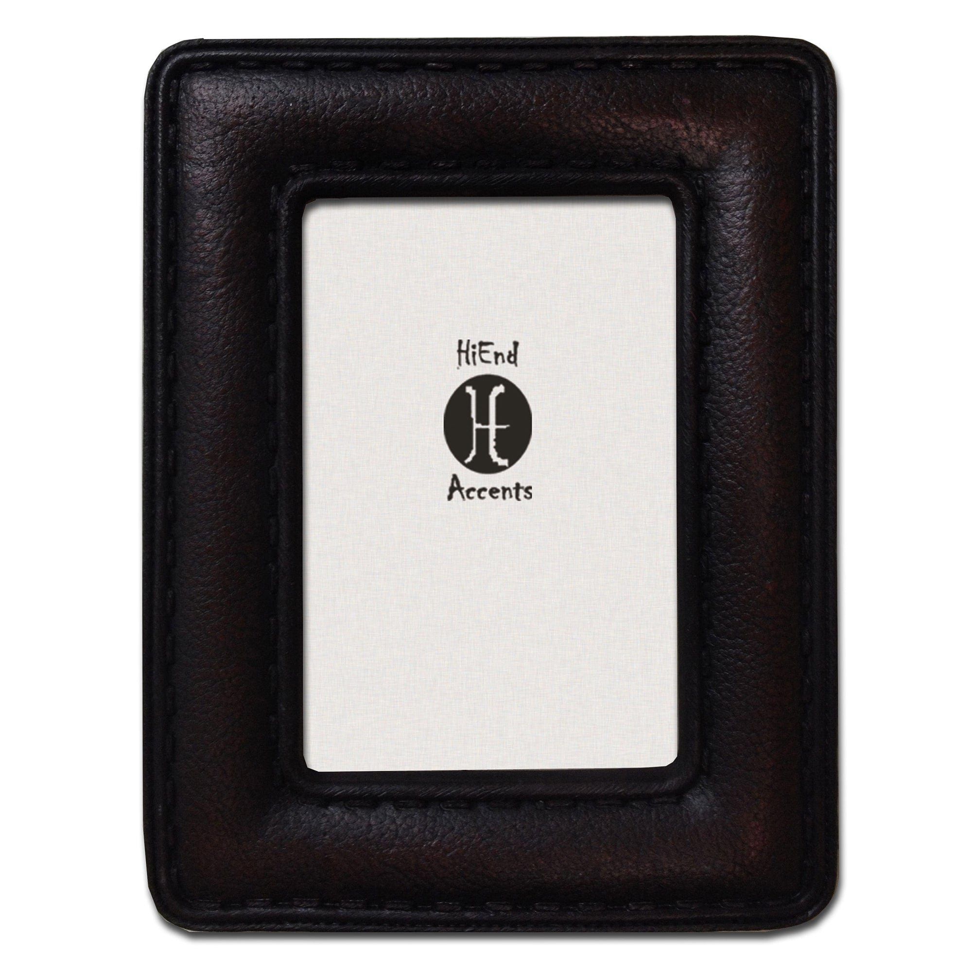 Picture Frame - 4" x 6" Grained Leather With Stitching 4 Per Carton - Black