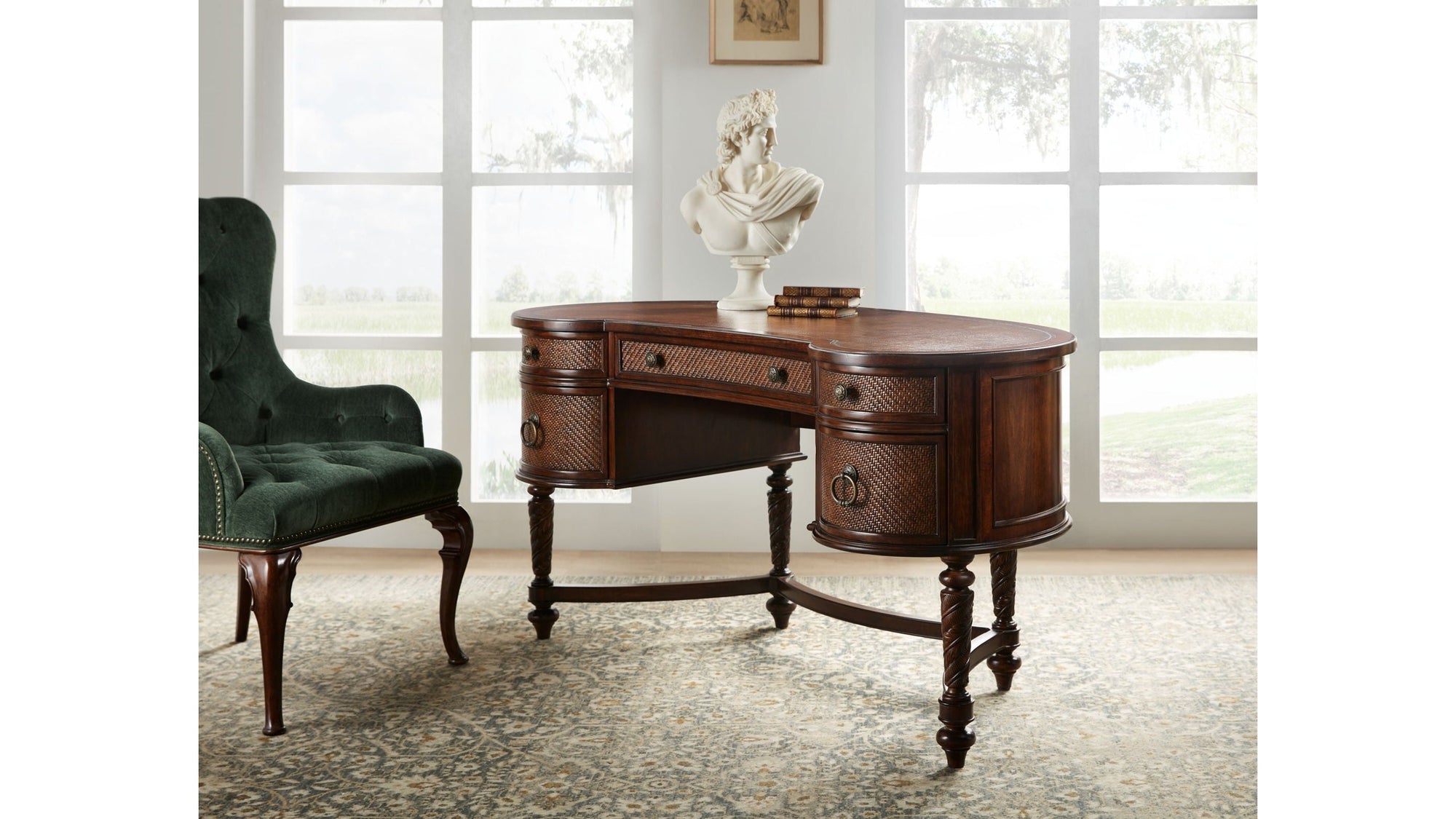 Charleston - Kidney Writing Desk - Dark Brown