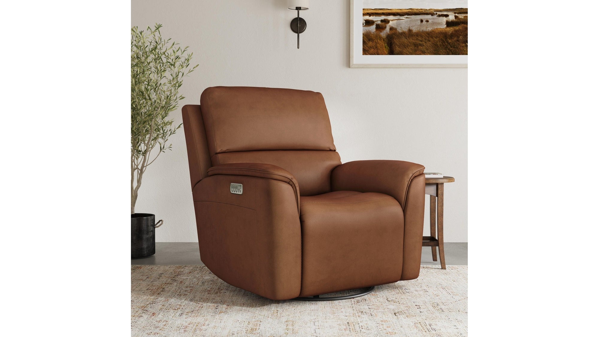 Henry - Power Swivel Gliding Recliner With Power Headrest, Lumbar, Heat &amp; Massage