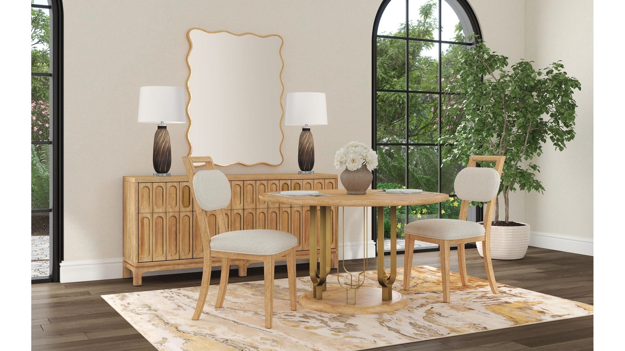 Ryder - Dining Table - Chestnut Elm / Antique Brass