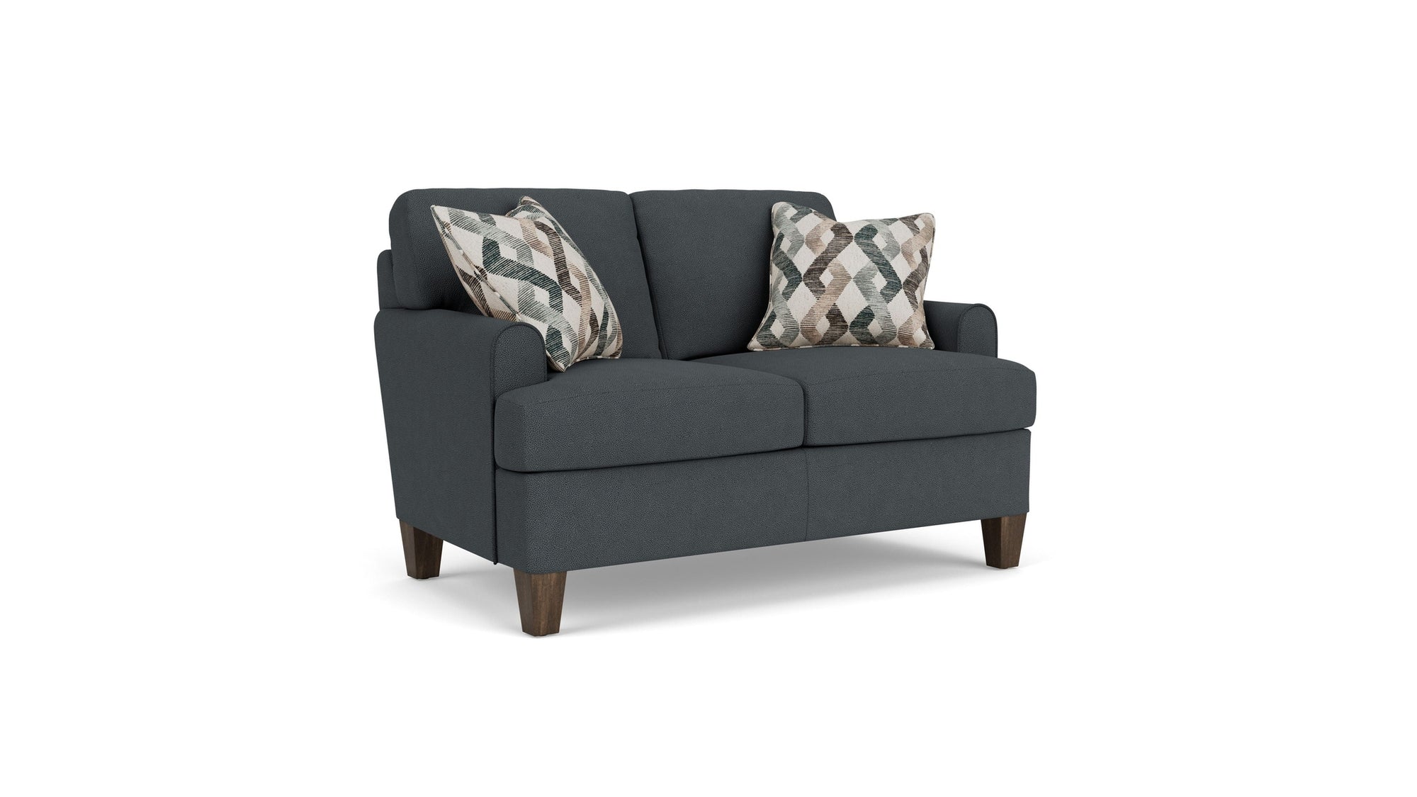 Moxy - Fabric Loveseat, T-Shaped Seat Cushion, Rounded Mailbox Arms