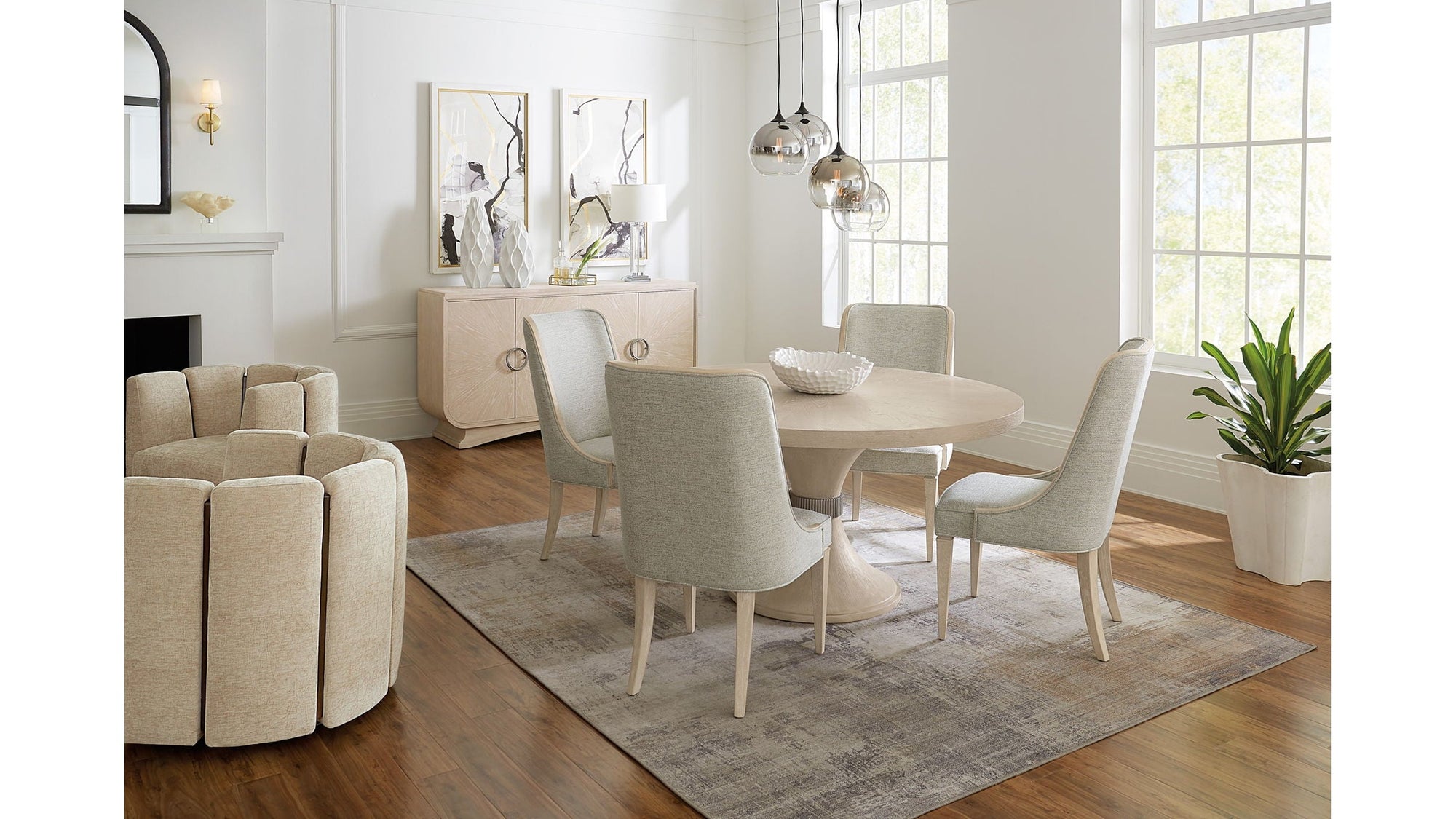 Nouveau Chic - Round Pedestal Dining Table - Light Brown