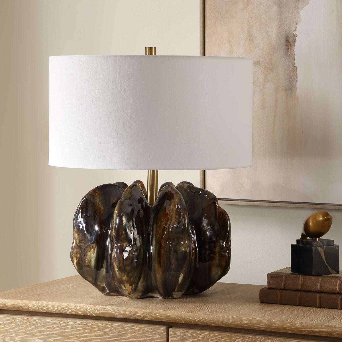 Jaudon - Glass Table Lamp - Brown