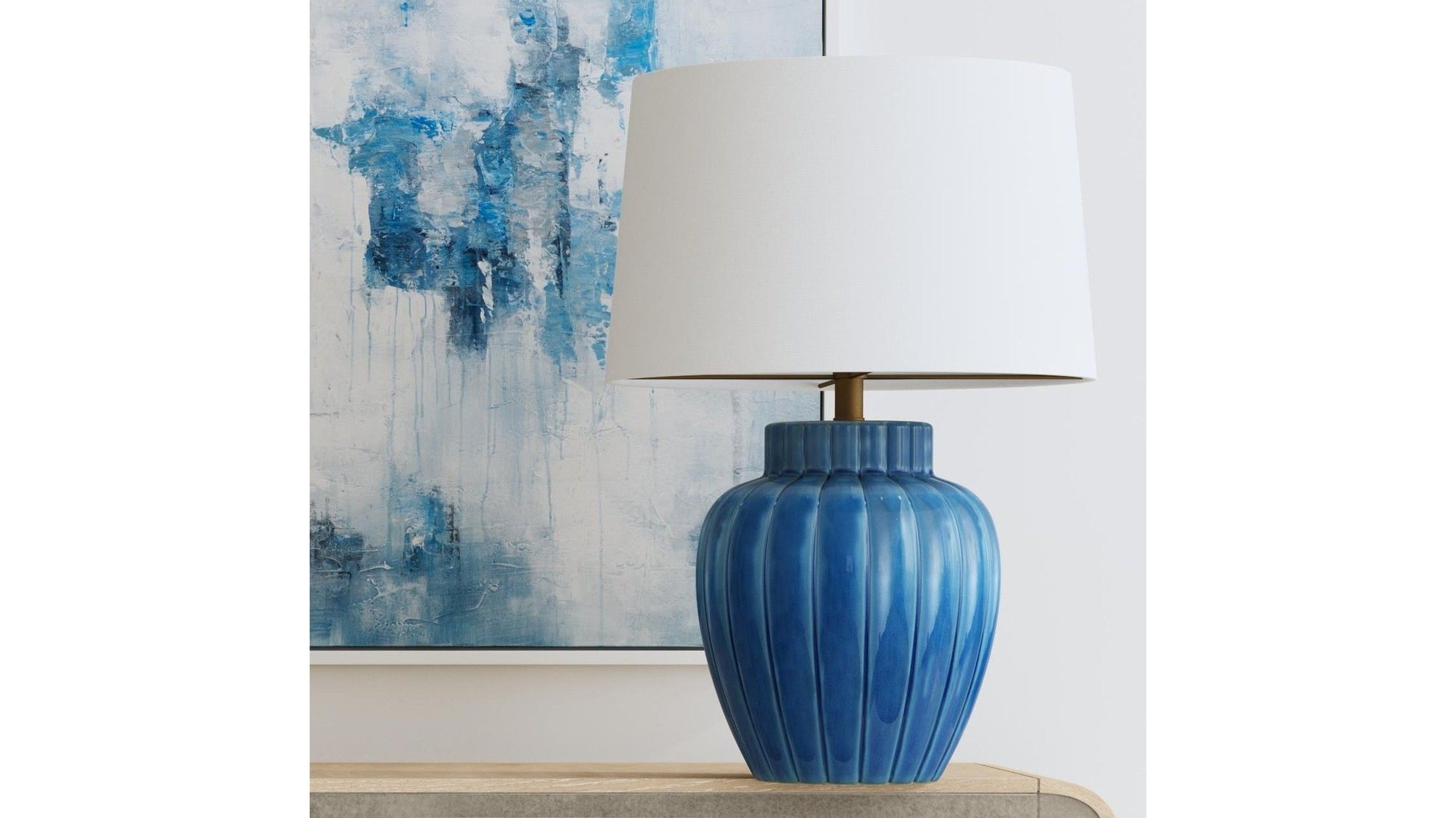 Avery - Table Lamp - Blue / White