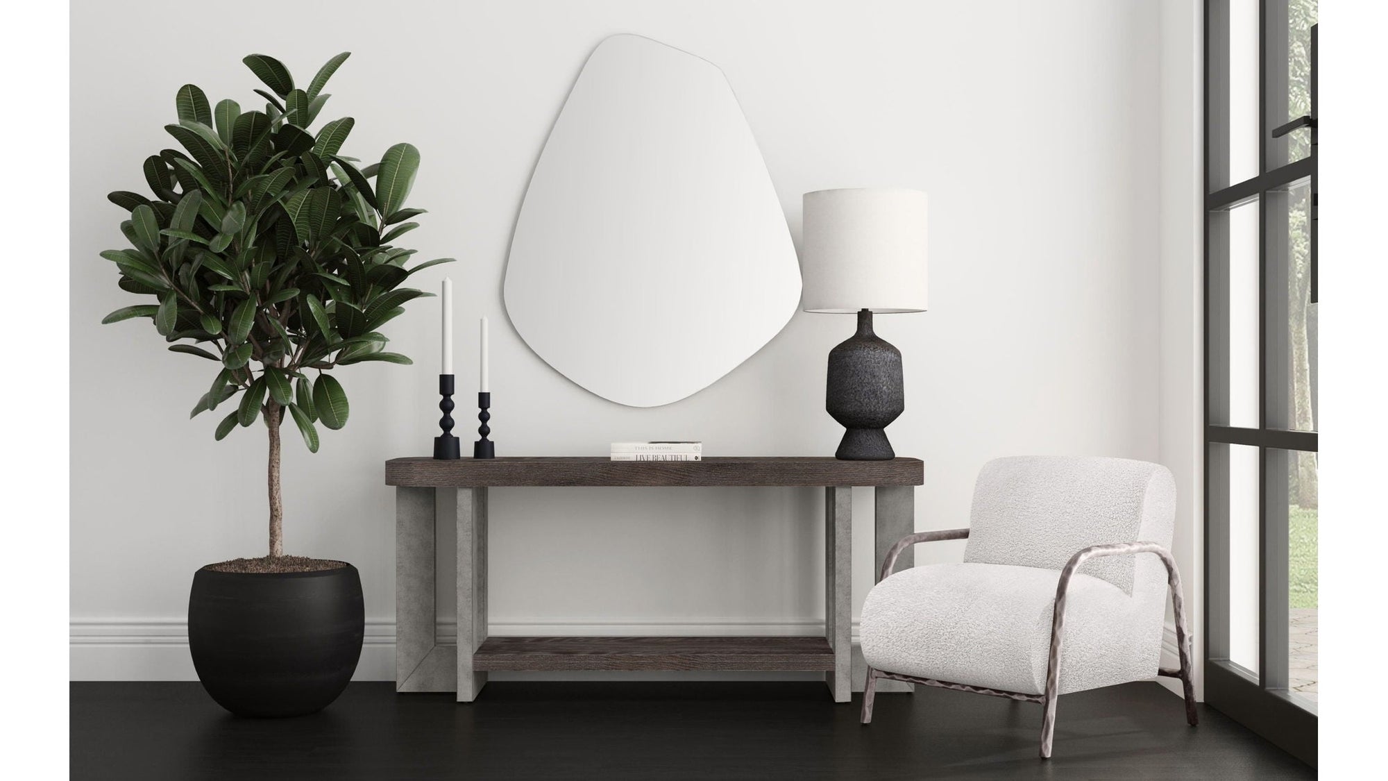 Nova - Console Table - Cerused Charcoal Oak