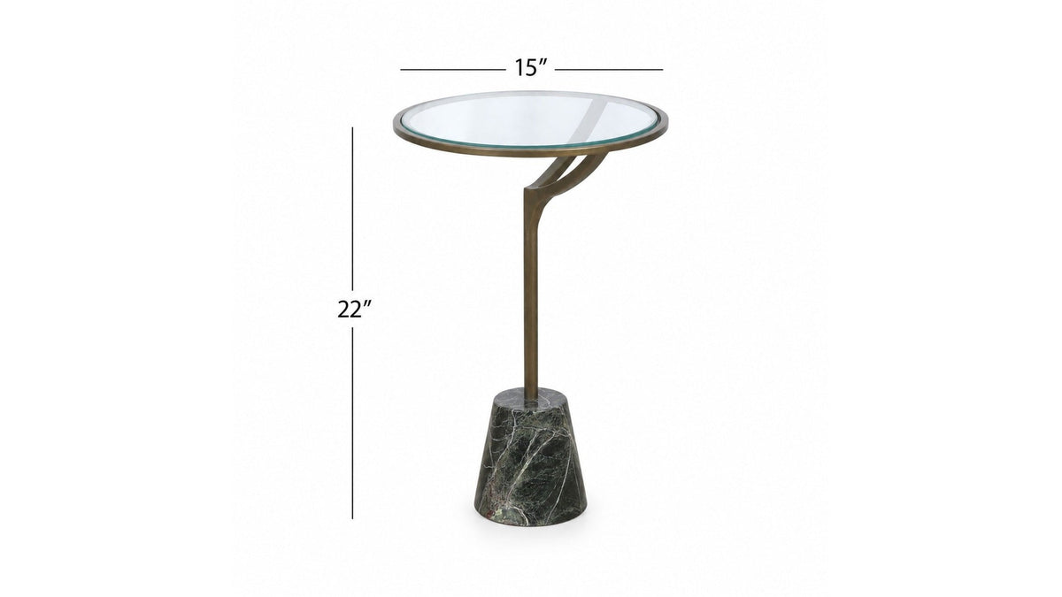 Gianna - Accent Table - Antique Brass / Green Marble