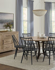 Dovetail - Solid American Oak - Round Table With A Metal Pedestal