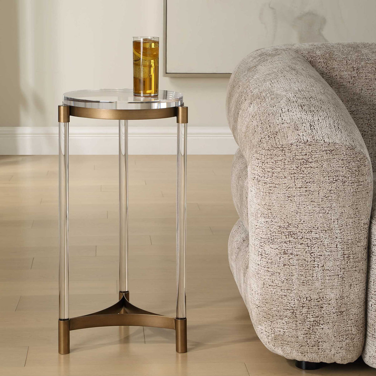 Pereira - Round Acrylic Accent Table - Bronze