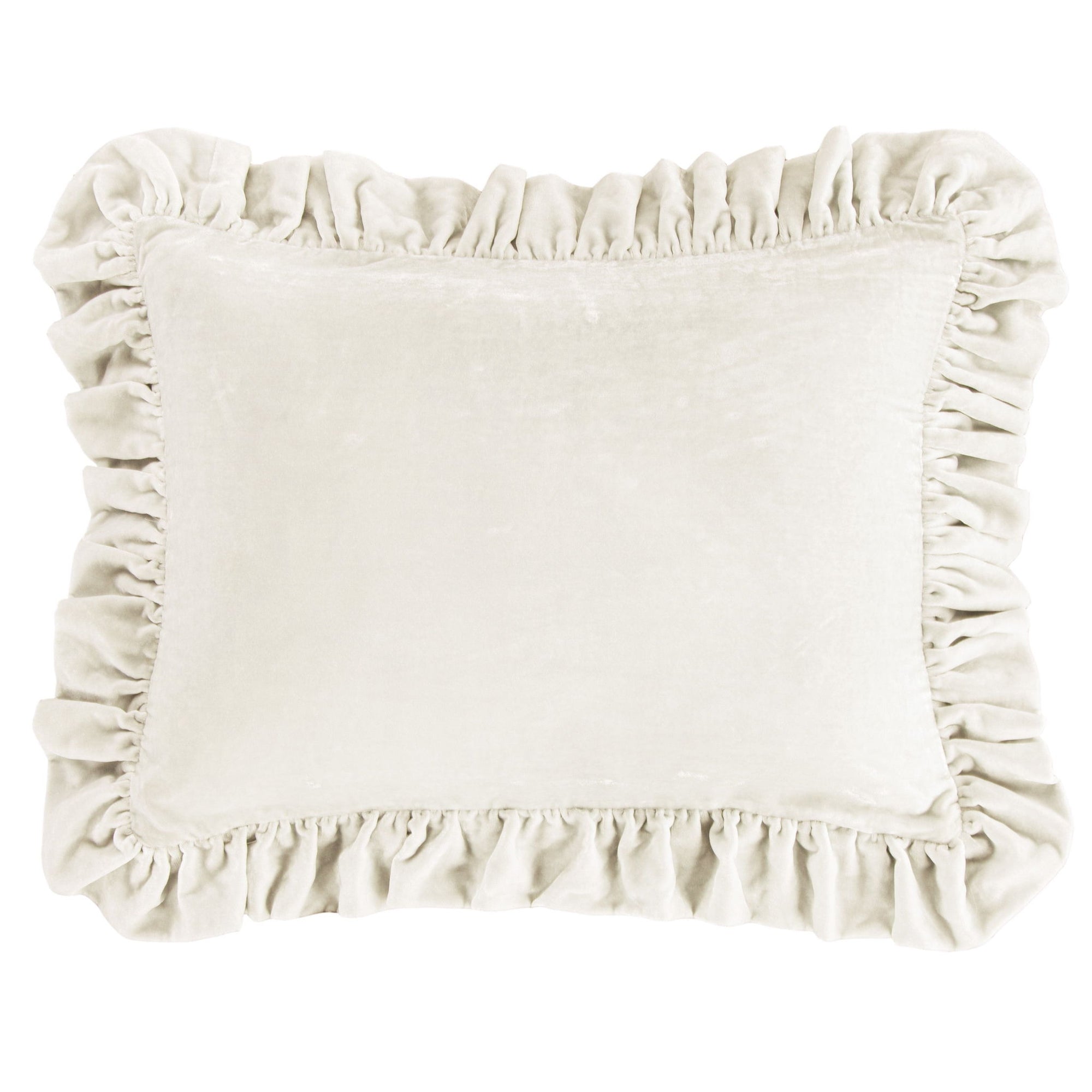 Stella - Faux Silk Velvet Ruffled Dutch Euro Pillow - Stone