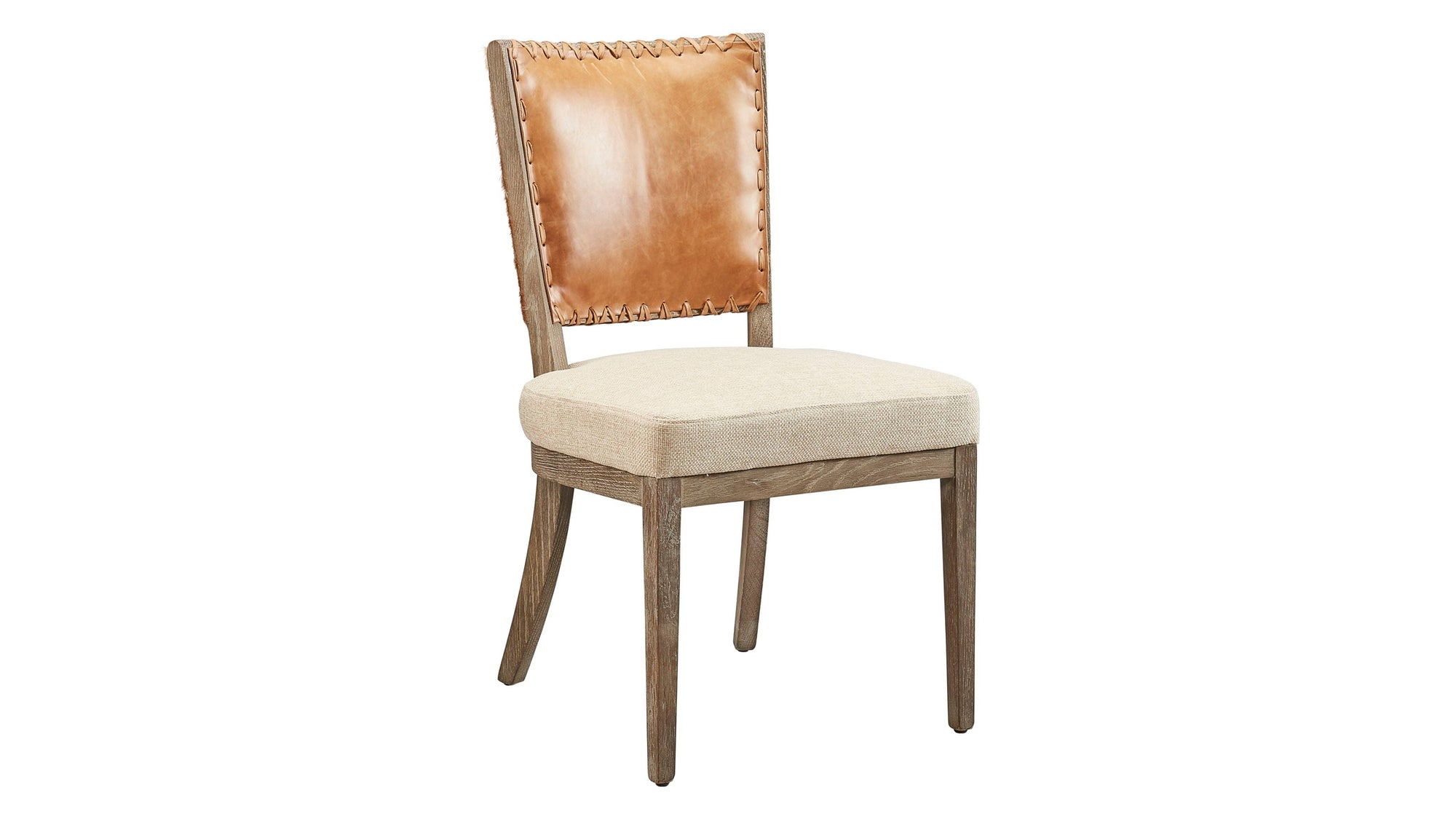 Lina - Chair - Leather And Linen Set of 2 - Light Brown