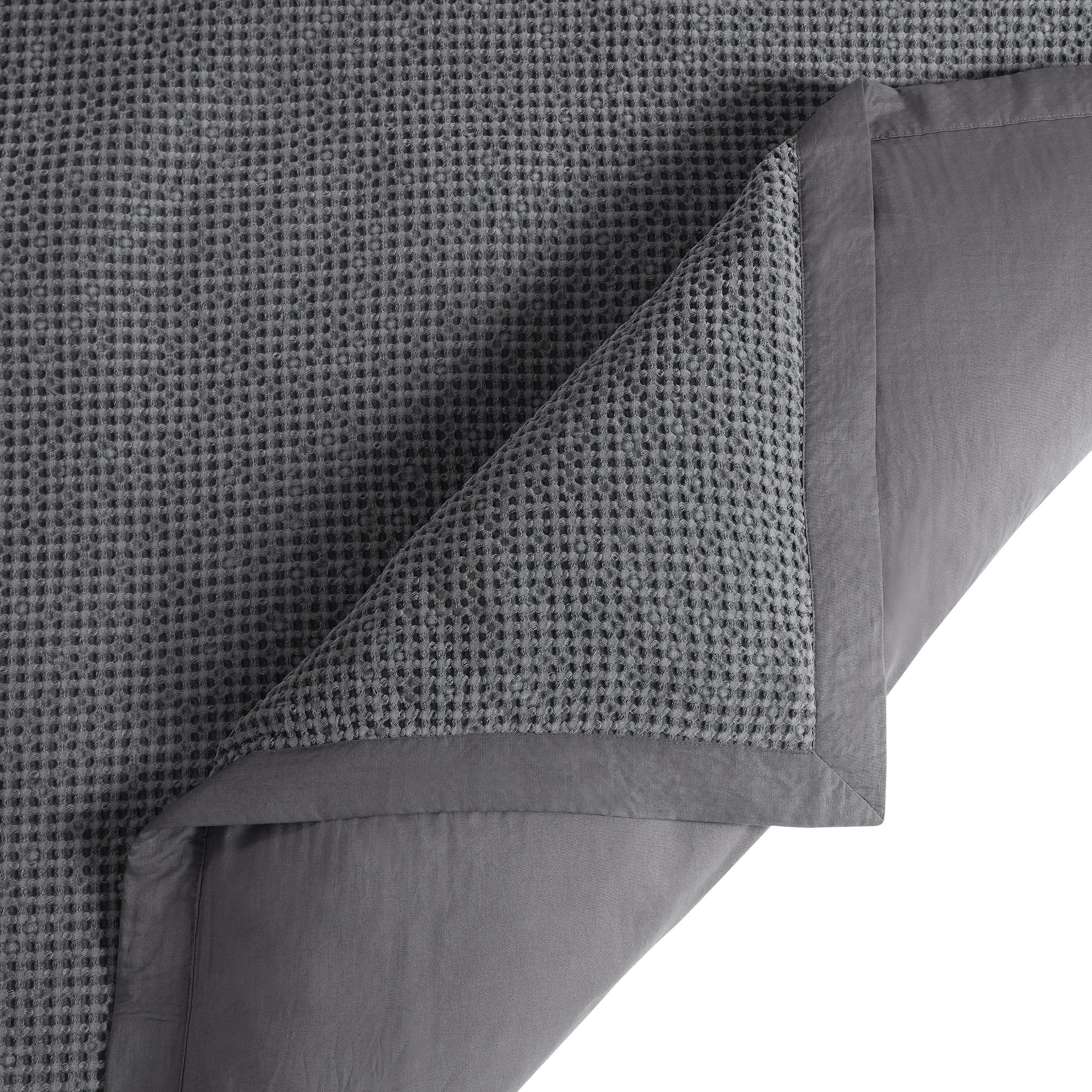 Stonewashed Cotton Waffle Weave - Queen Duvet Cover Set (Set of 3) - Slate