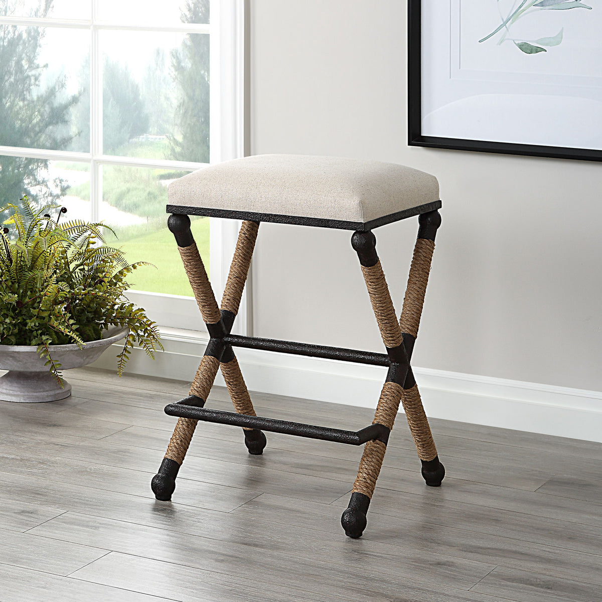Firth - Rustic Counter Stool - Oatmeal