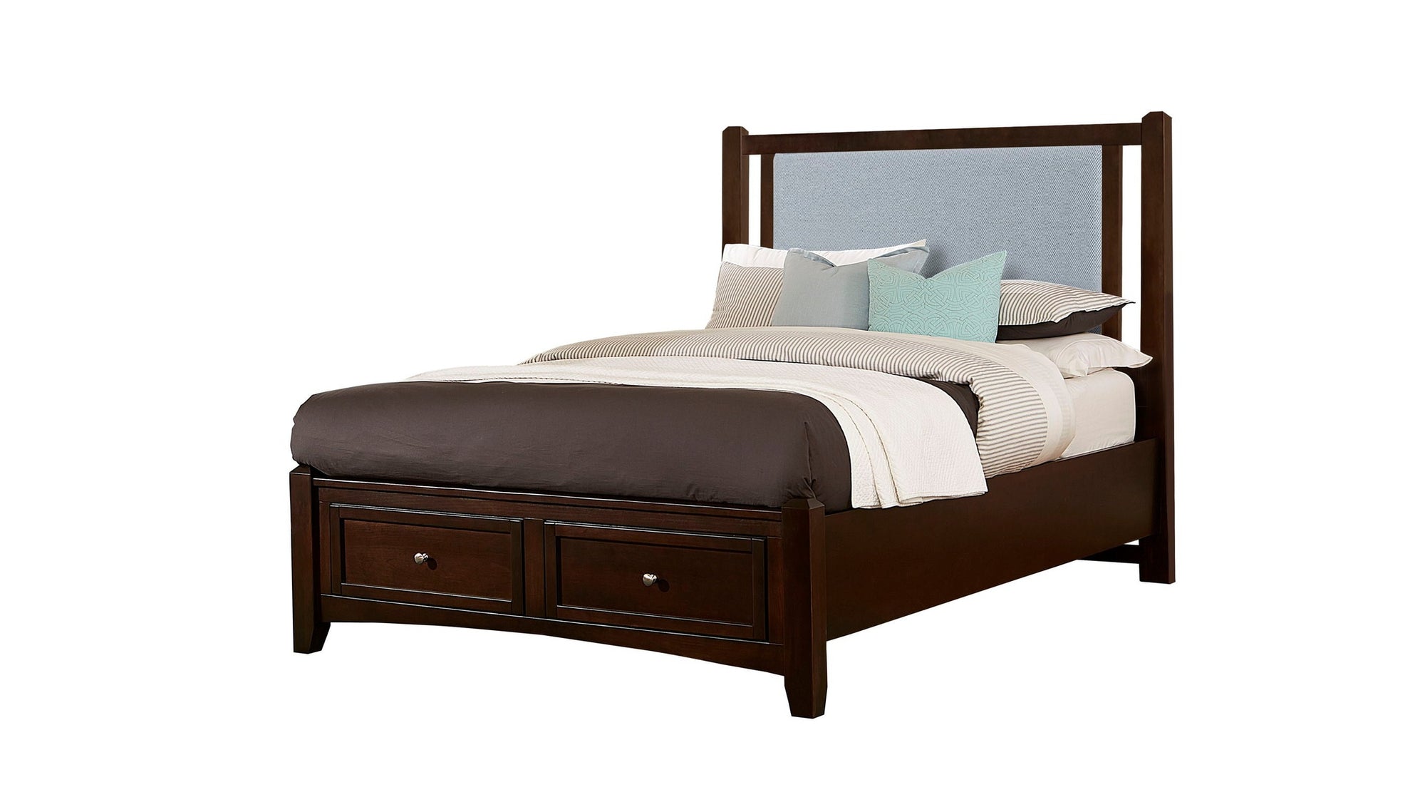 Bonanza - Ocean Blue Linen Upholstered Bed With Storage Footboard