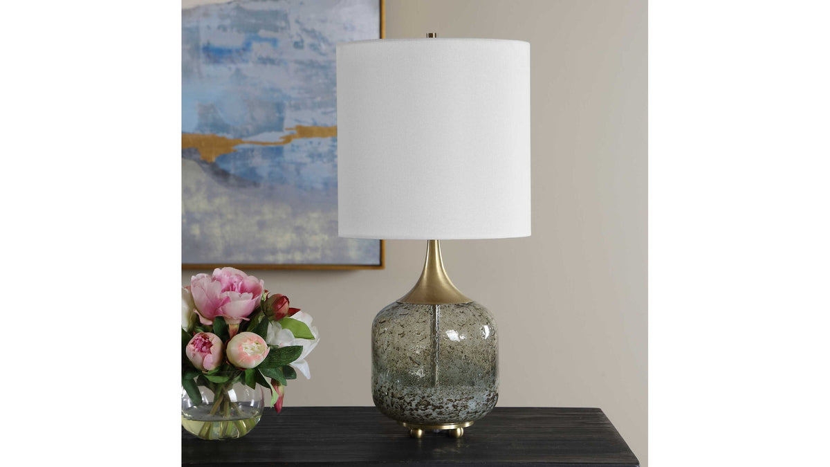 Glenn - Mottled Glass Table Lamp - Green
