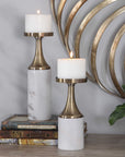 Castiel - Marble Candleholders (Set of 2) - White & Gold