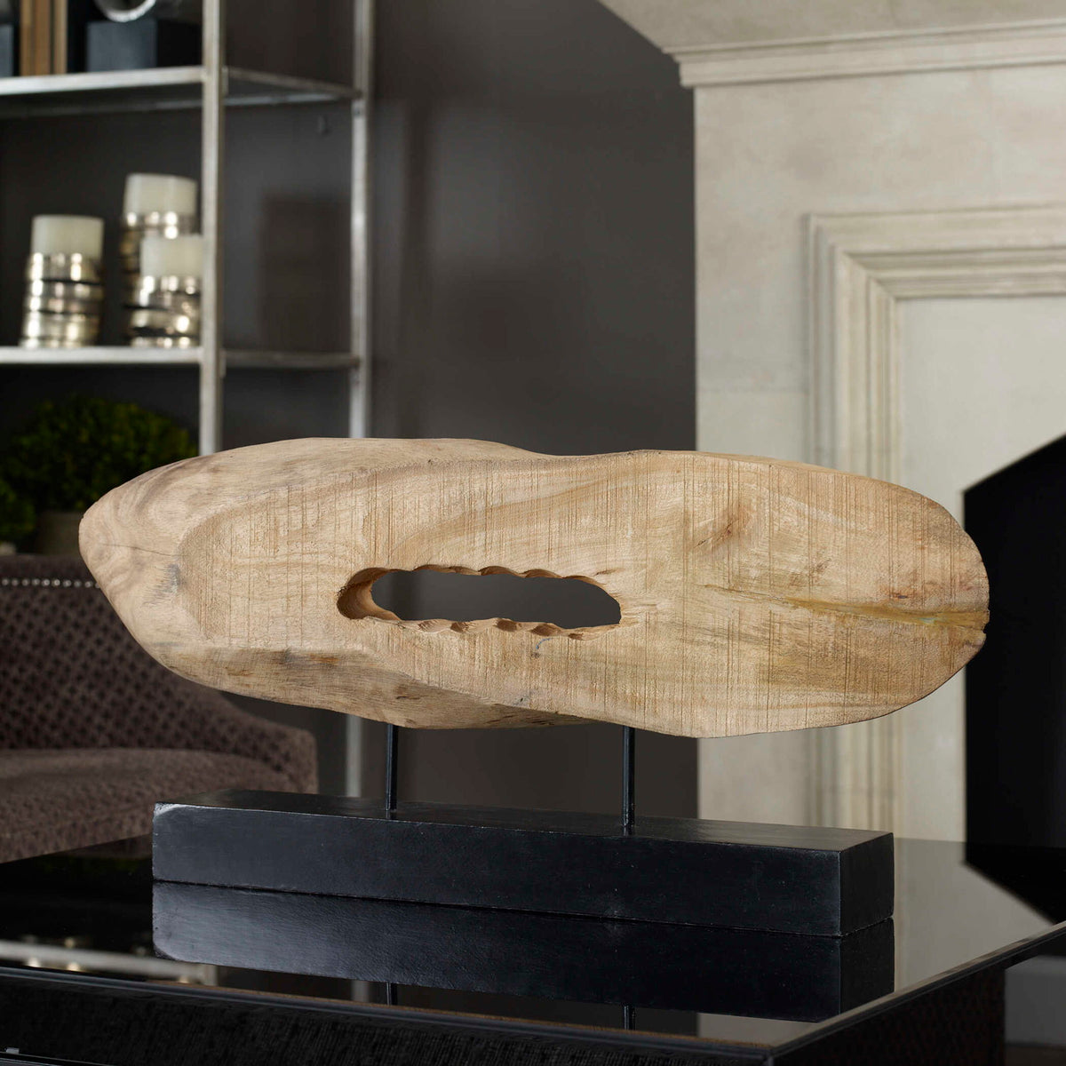 Paol - Mango Wood Sculpture - Light Brown &amp; Black