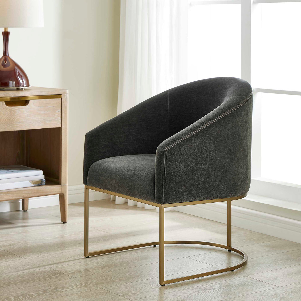 Hanni - Dining Chair - Charcoal / Gold