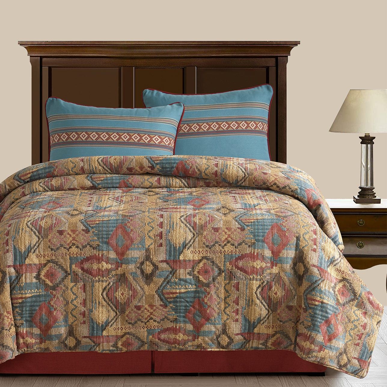 Ruidoso - Full Comforter Set (Set of 4) - Gold / Red / Blue