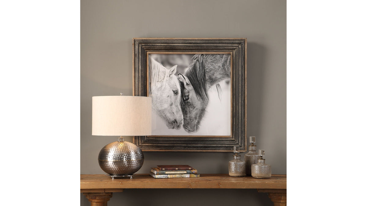 Custom Black And White Horses - Print - Dark Brown