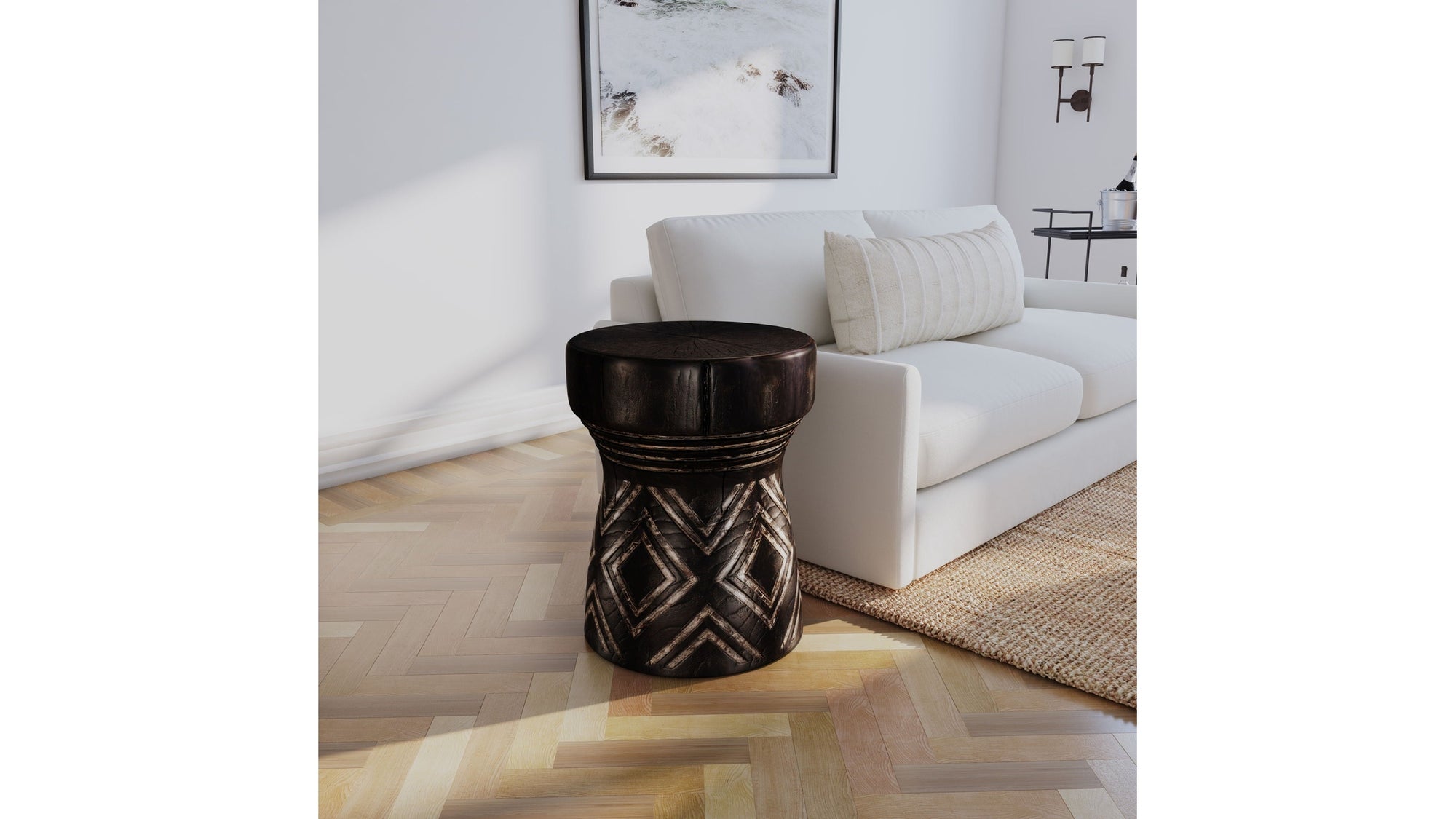 Commerce And Market - Carved Stump Side Table