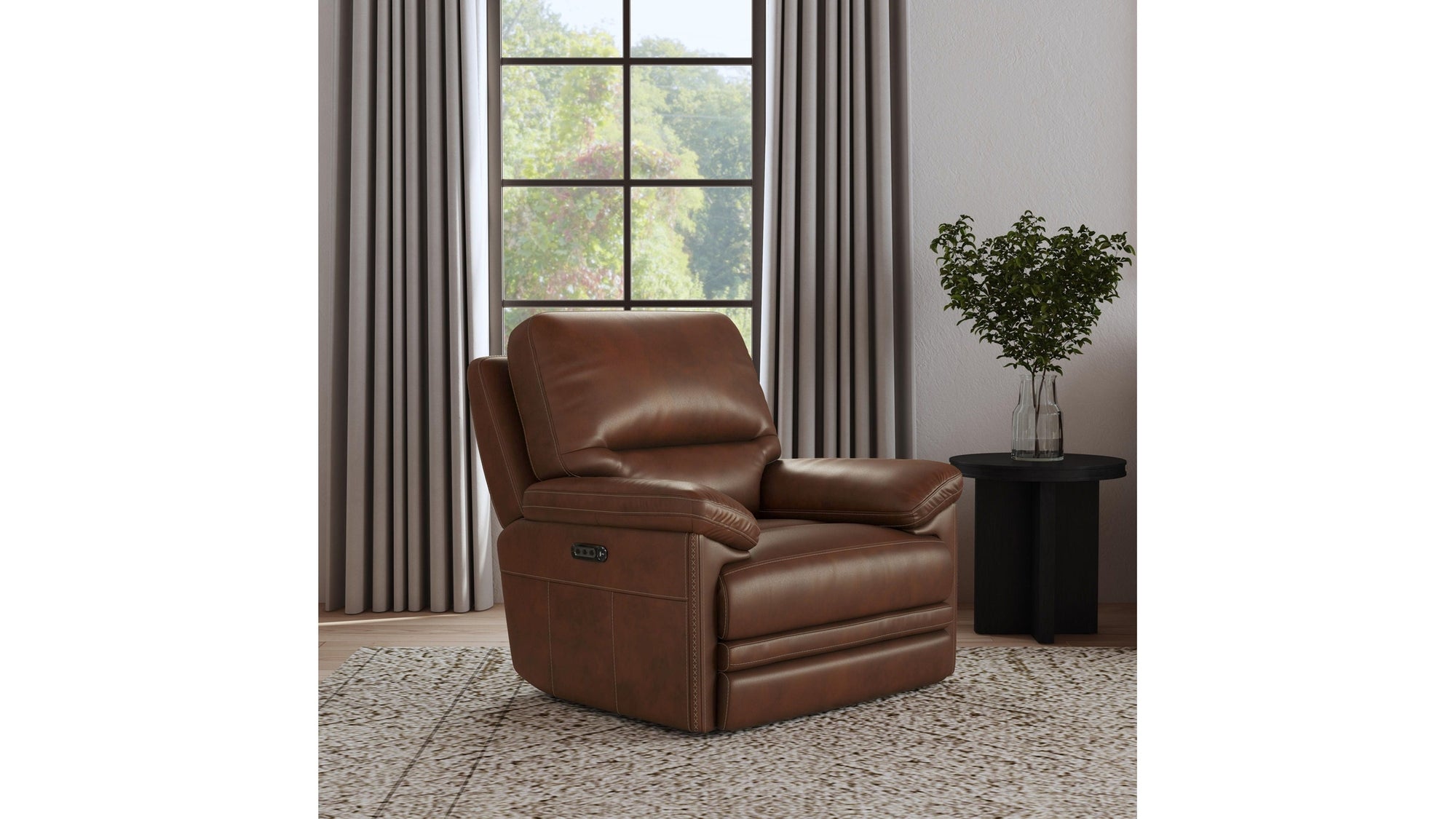 David - Power Gliding Recliner With Power Headrest &amp; Lumbar - Pecan