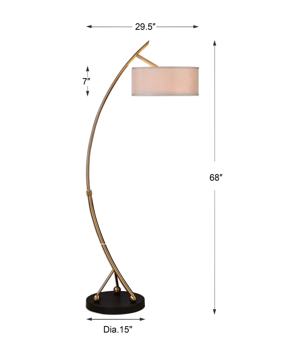 Vardar - Curved Floor Lamp - Brass