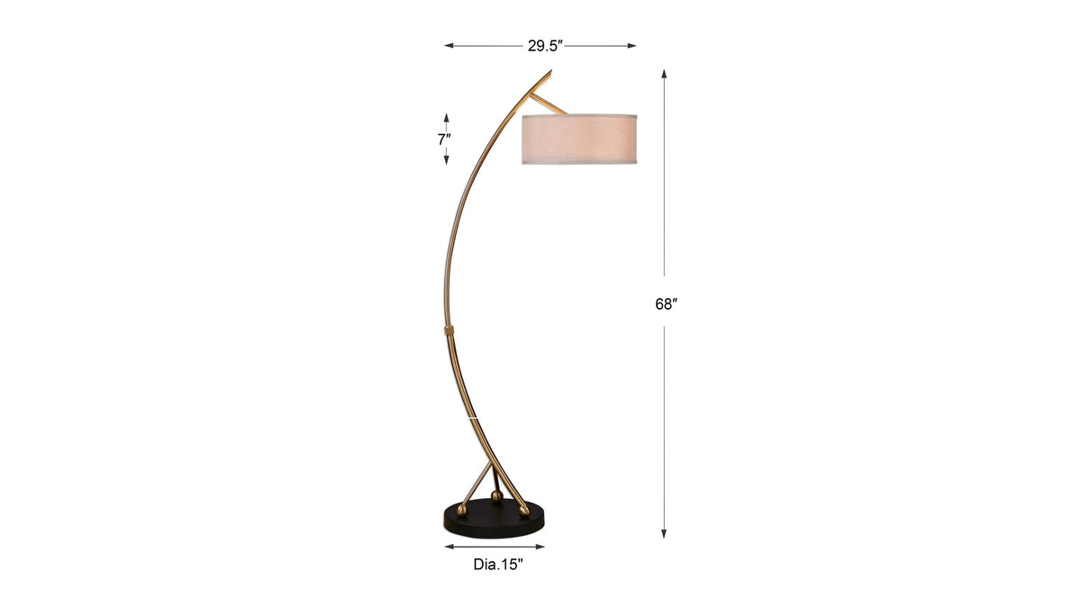 Vardar - Curved Floor Lamp - Brass