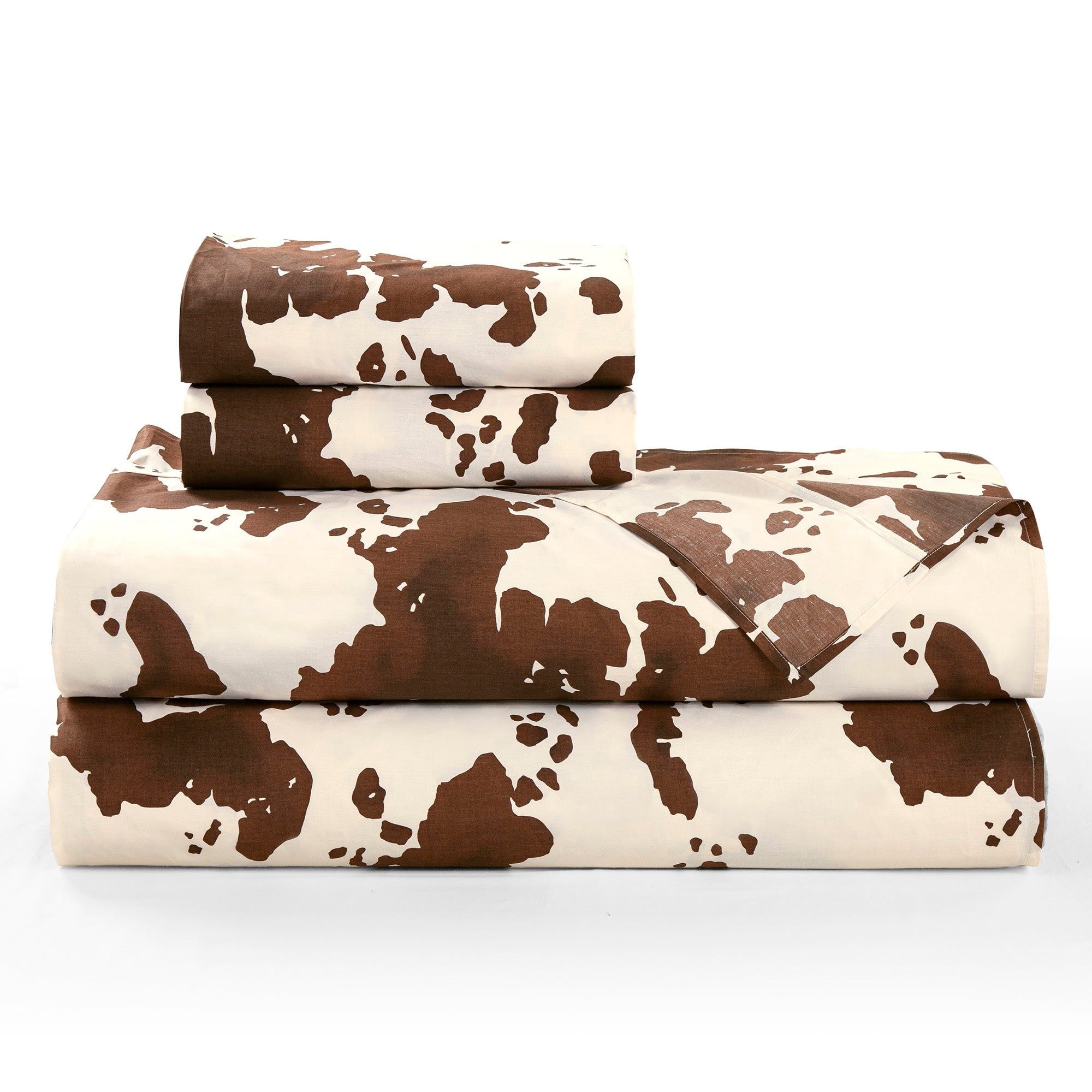 Elsa Cowhide - King 200TC Cotton Cowhide Sheet Set (Set of 4) - Chocolate