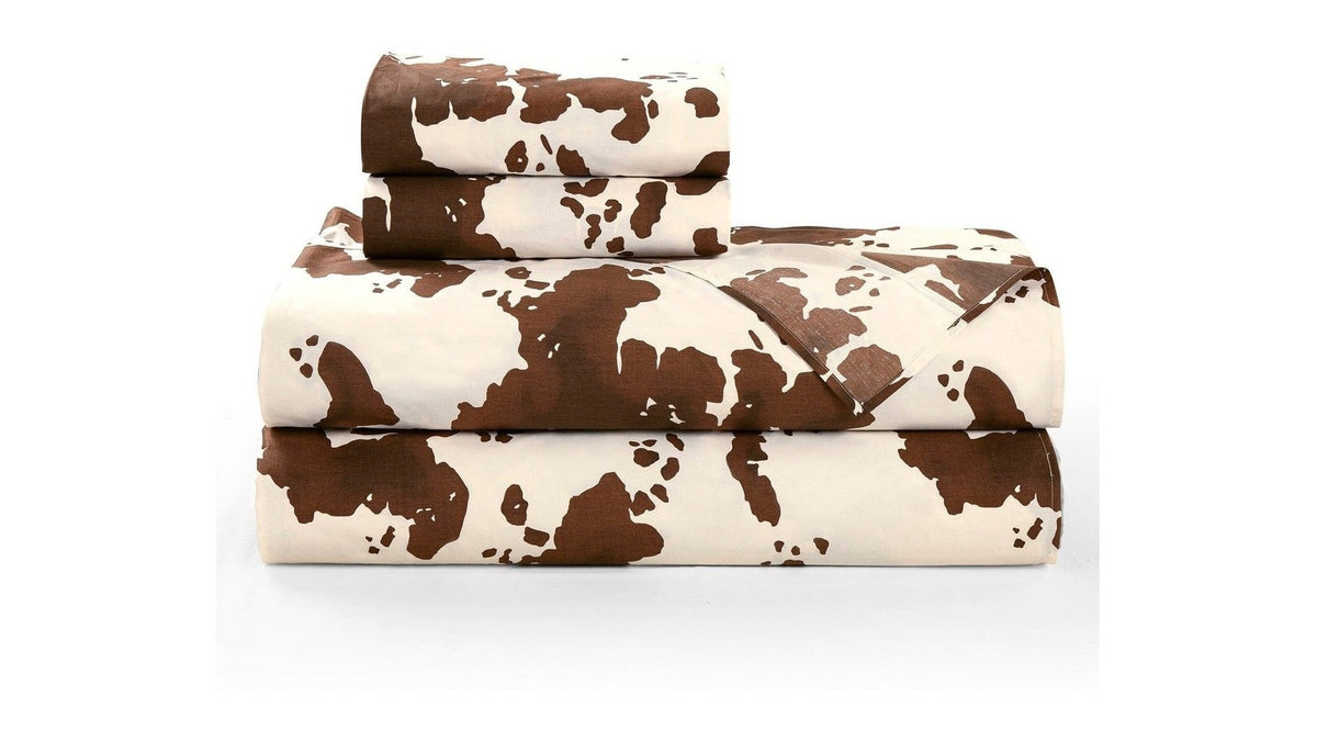 Elsa Cowhide - Full 200TC Cotton Cowhide Sheet Set Set of 4 - Chocolate