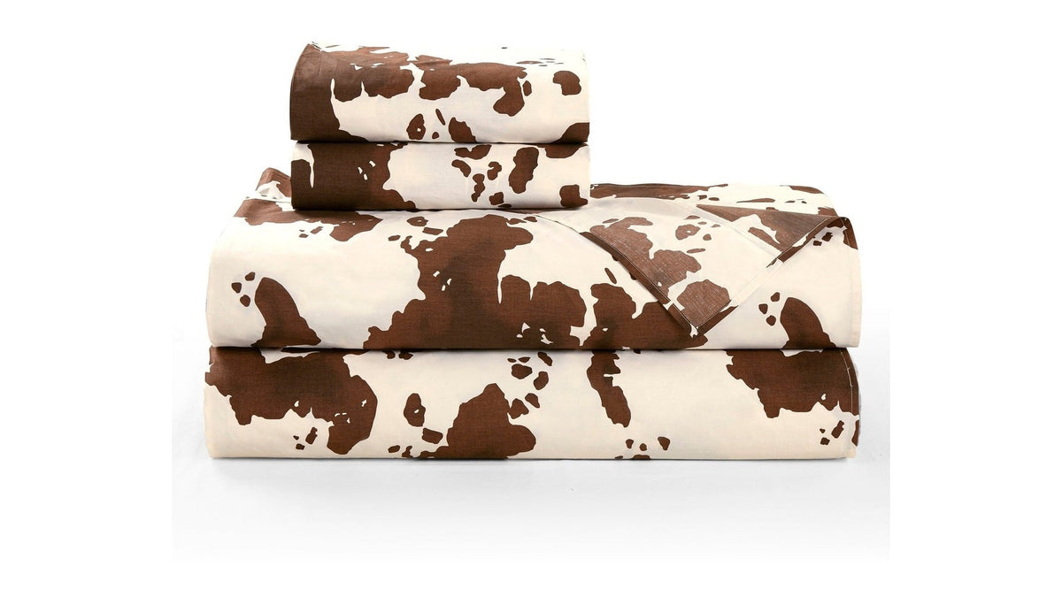 Elsa Cowhide - Queen 200TC Cotton Cowhide Sheet Set Set of 4 - Chocolate