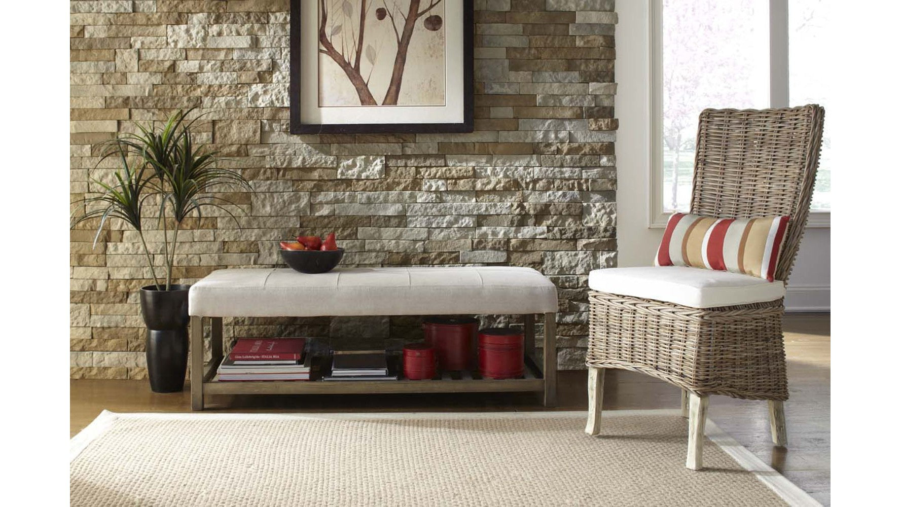 Woven Kubu Highback Side Chair Set of 2 - Light Brown