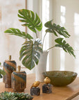 Muse - Monstera Vase Centerpiece - Green / White