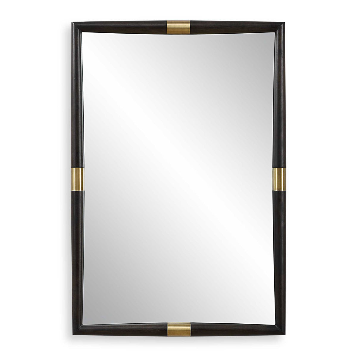 Larkin - Dark Wood &amp; Brass Mirror - Dark Brown