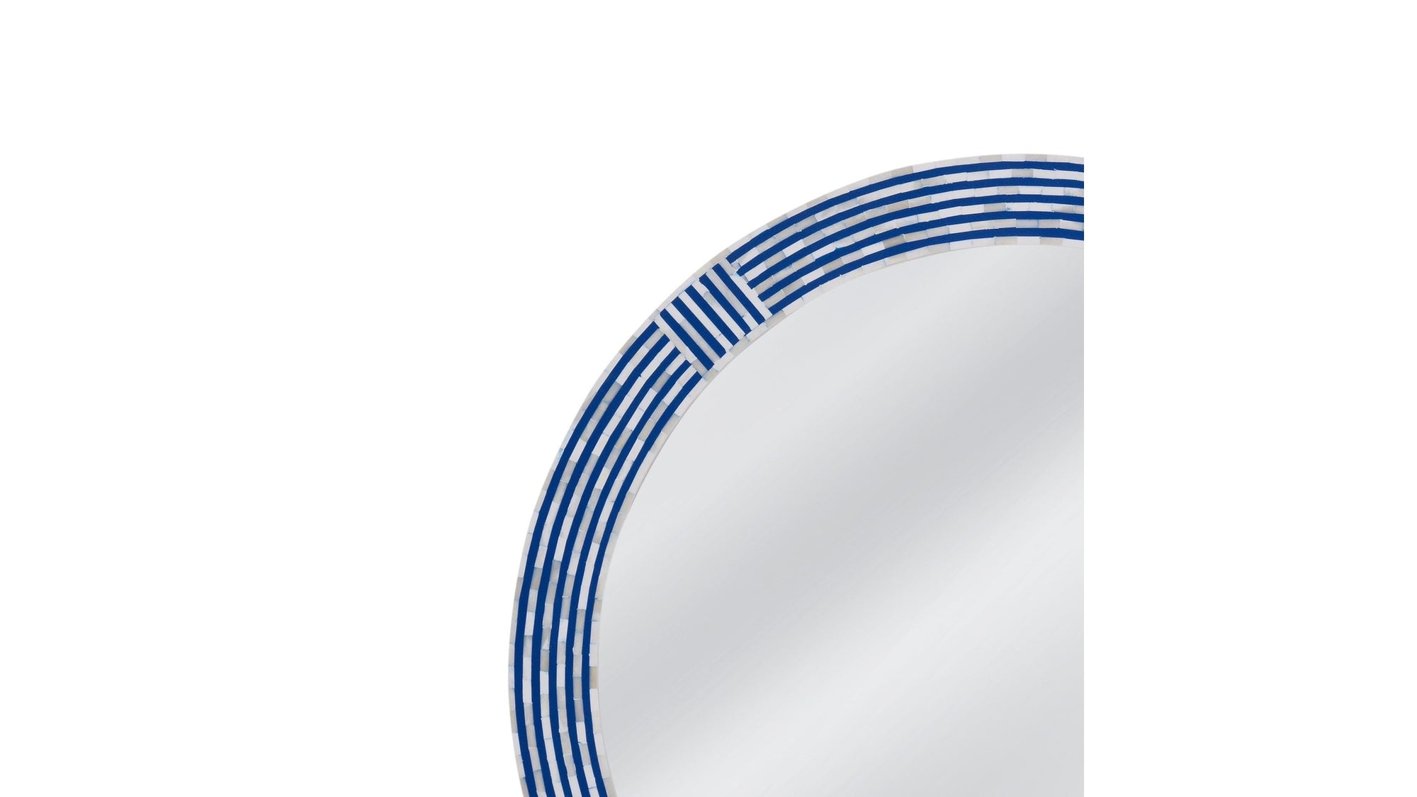Blue Circle - Wall Mirror - Blue / Cream