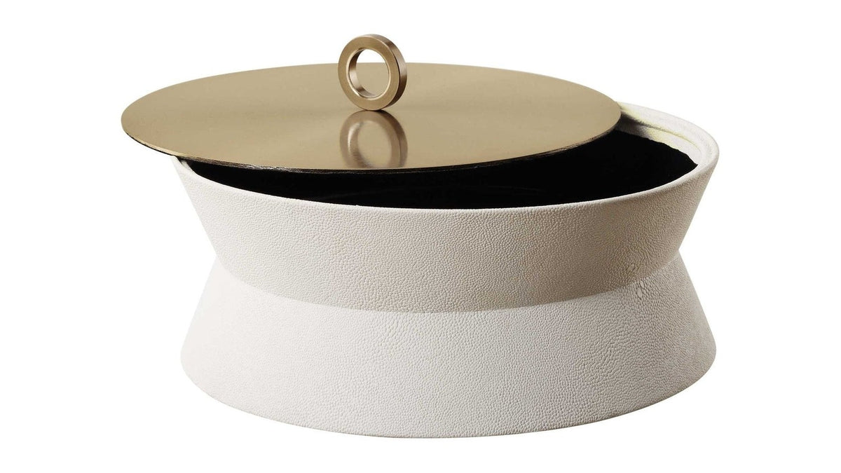 Luxe - White Shagreen Round Box