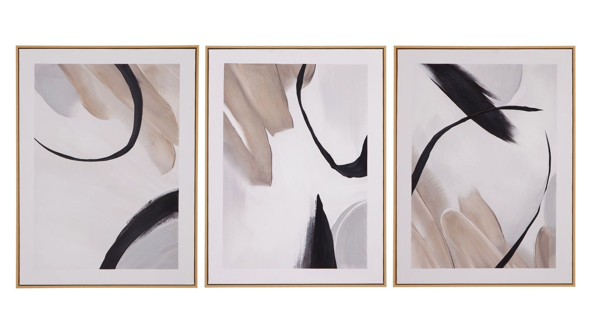 Eartha Canvas Art Set of 3 - Beige / Black