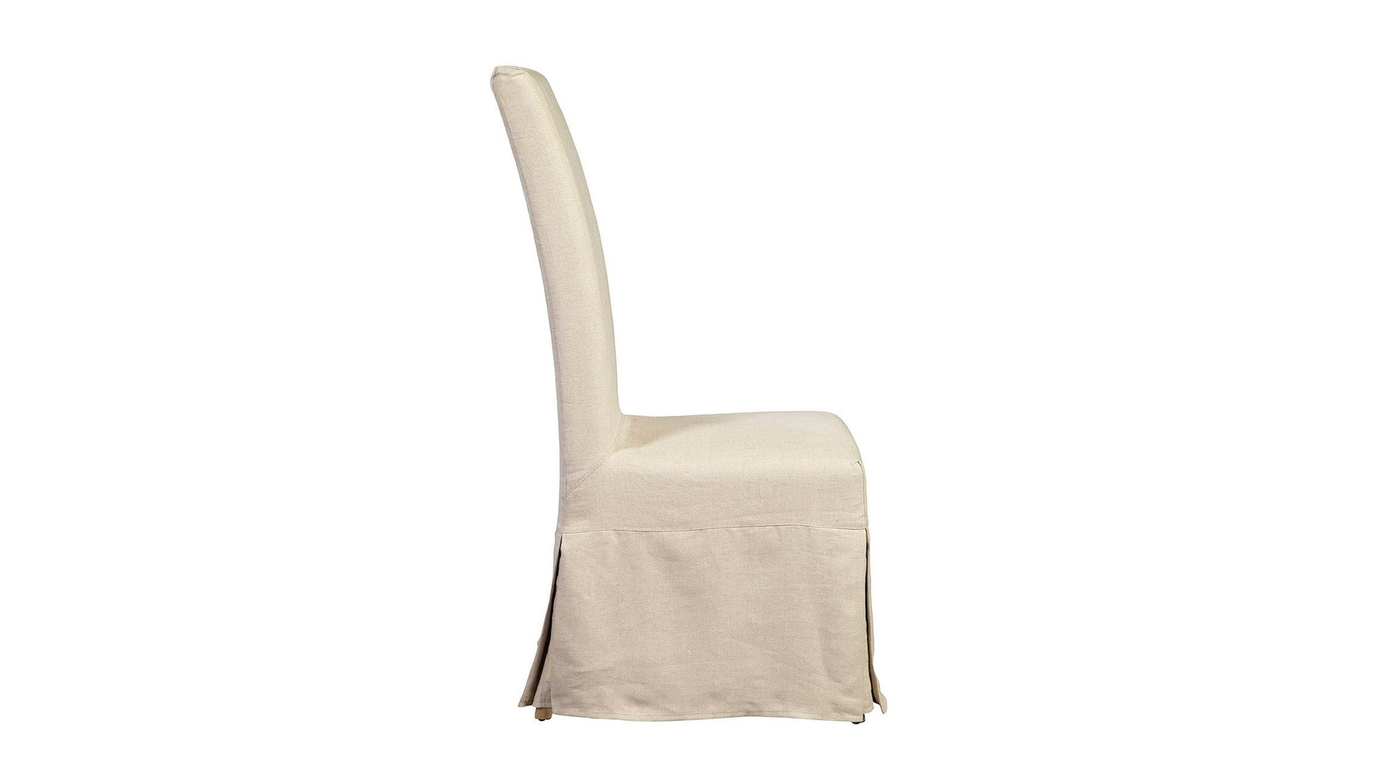 Linen Floor Length Slip Covered Parsons Chair Set of 2 - Beige