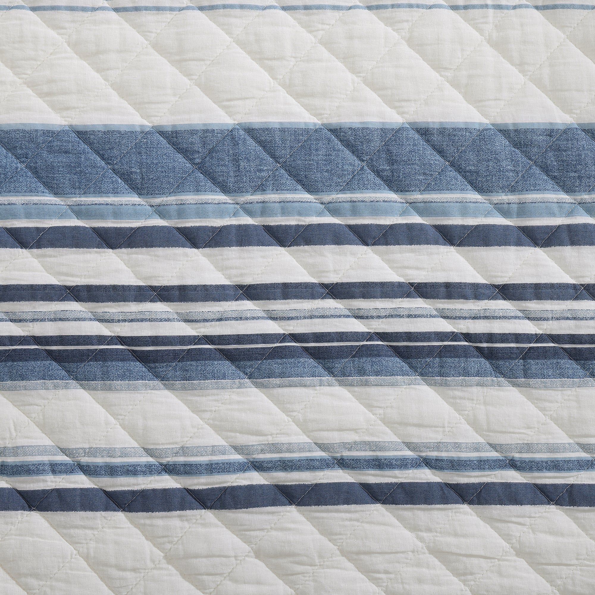 Mystic Stripe - King Cotton Gauze Quilt Set (Set of 3) - Navy