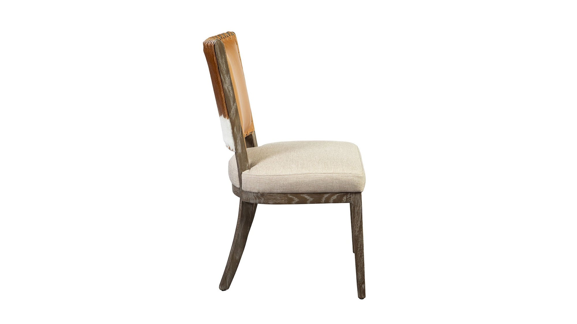 Lina - Chair - Leather And Linen Set of 2 - Light Brown
