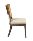 Lina - Chair - Leather And Linen Set of 2 - Light Brown