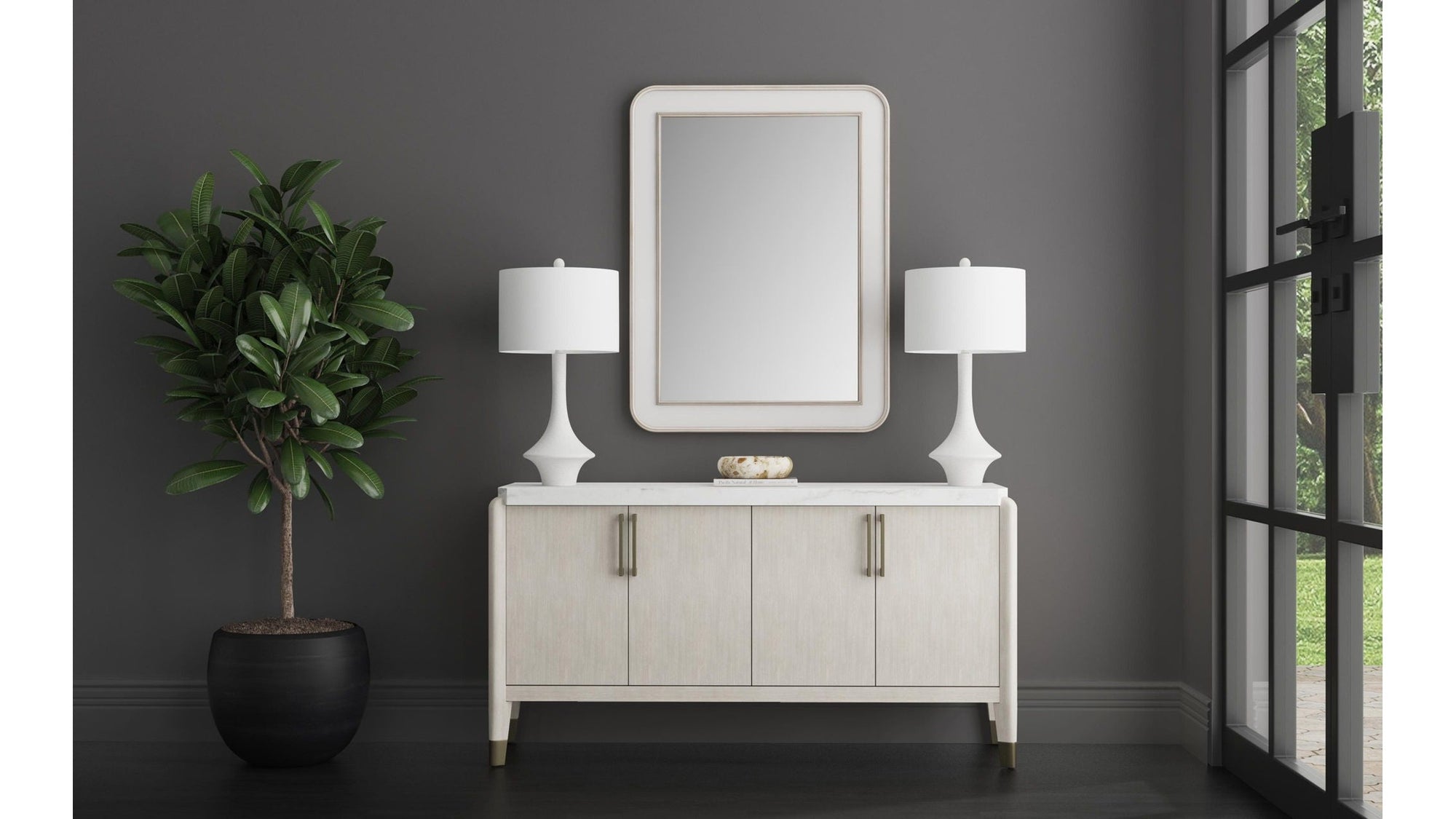Gavin - Server - Driftwood Oak / White Marble