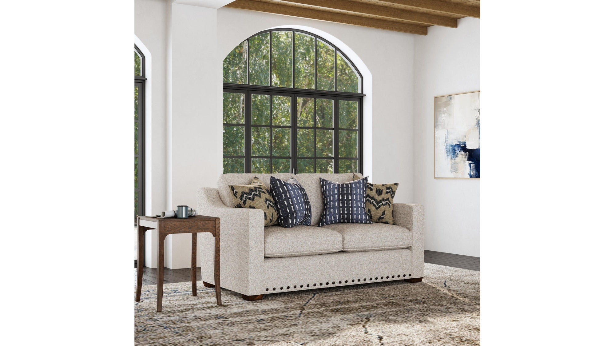 Milo - Fabric Loveseat With Nailhead Trim