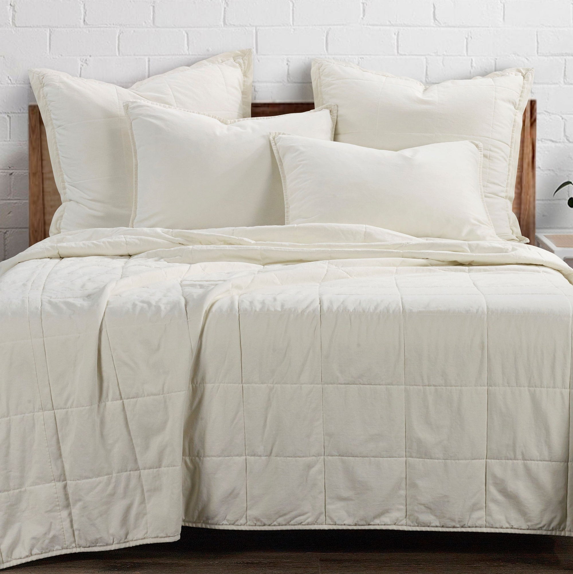 Cotton Canvas - Full/Queen Stonewashed Coverlet Set (Set of 3) - Natural