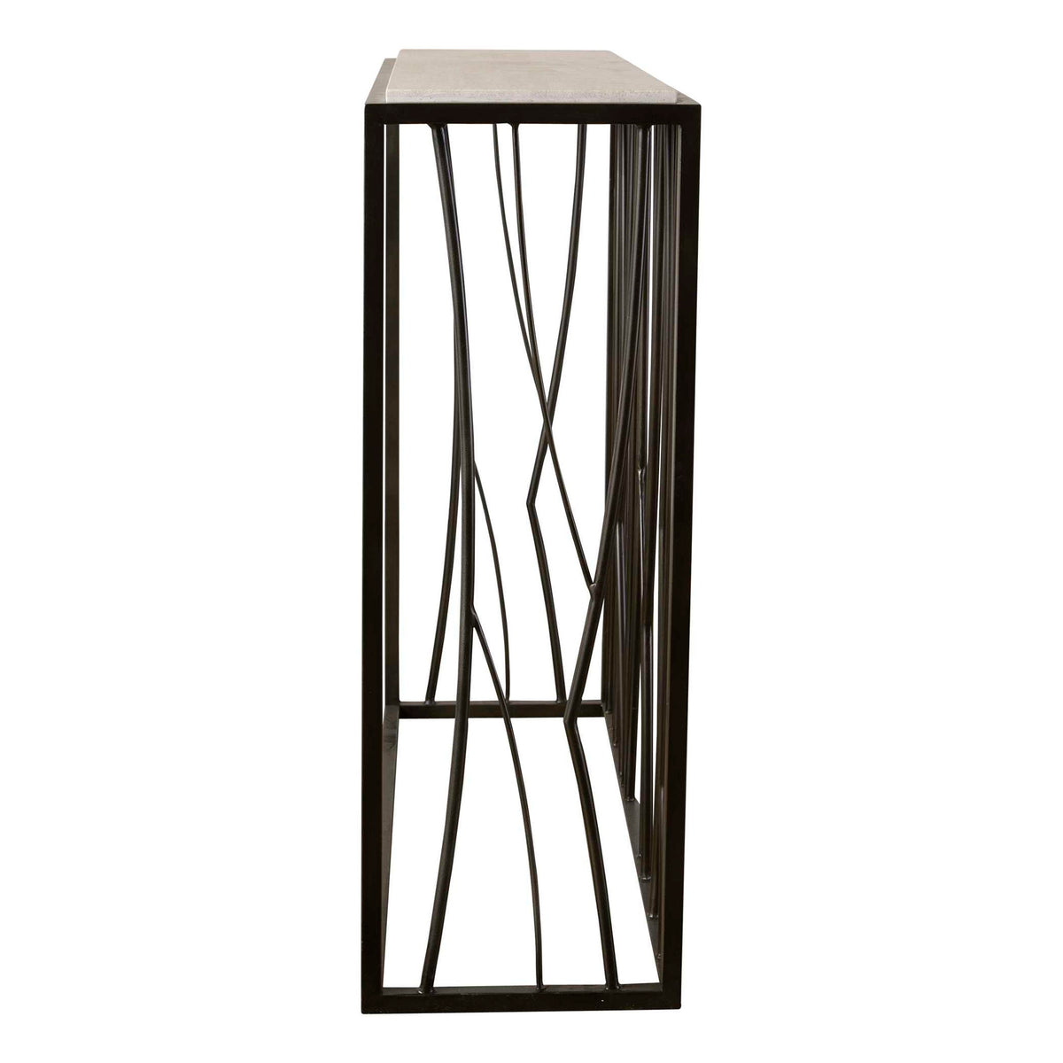 Reed - Travertine Console Table - Black &amp; Light Brown